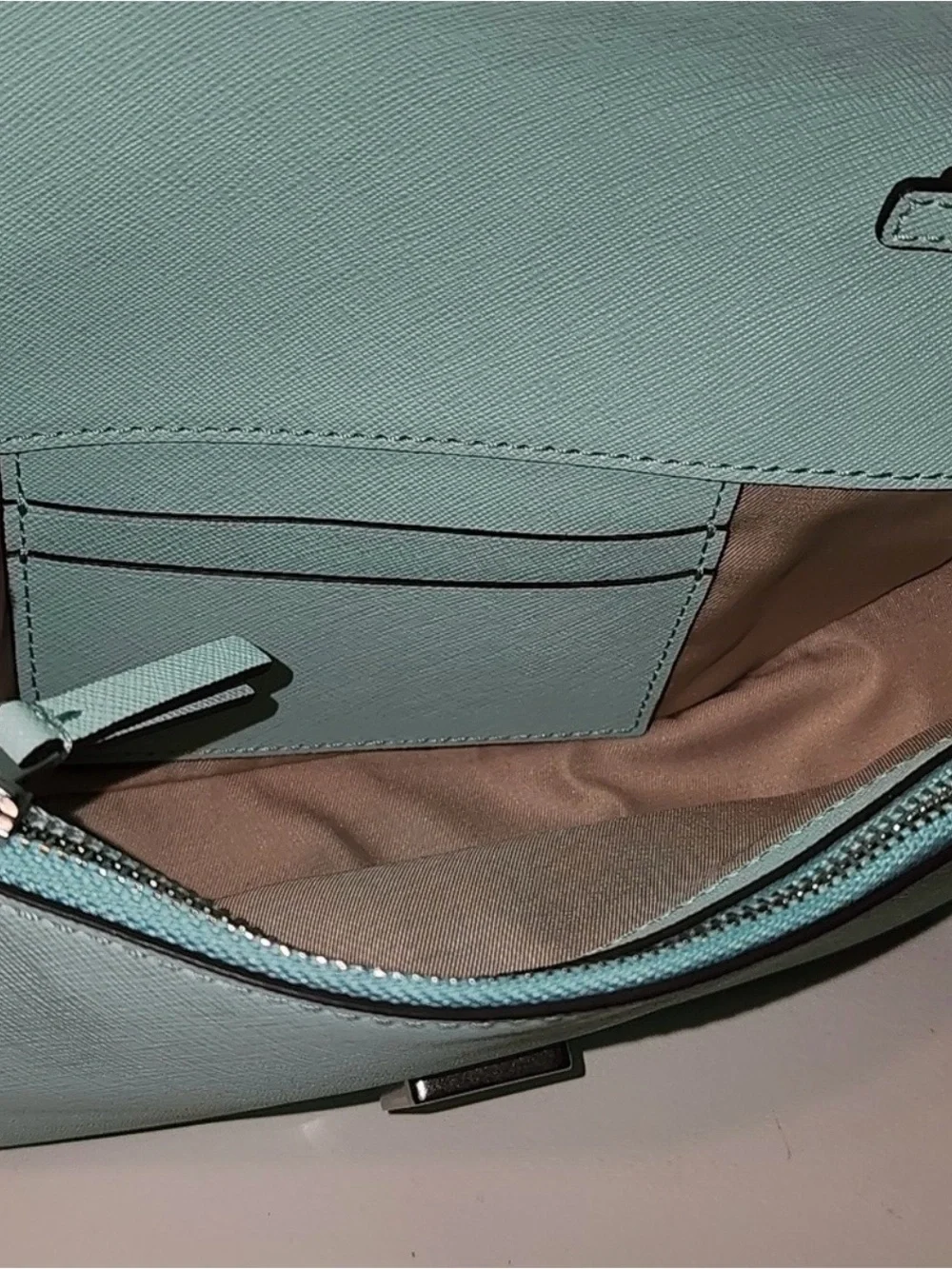 Tory Burch soft aqua Saffiano Leather Crossbody